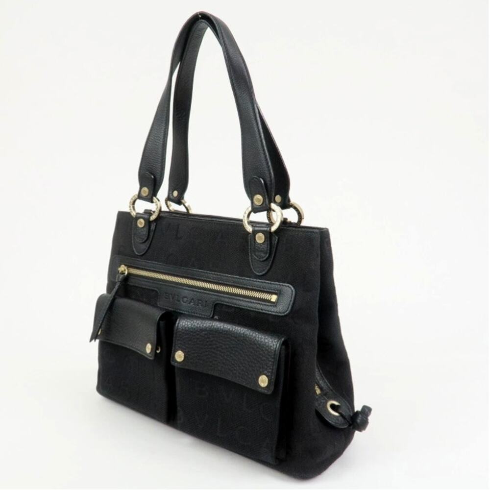 💎✨Beautiful✨💎Authentic BVLGARI Logo Mania Canvas Leather 2Way Bag Shoulder Bag - Picture 3 of 15